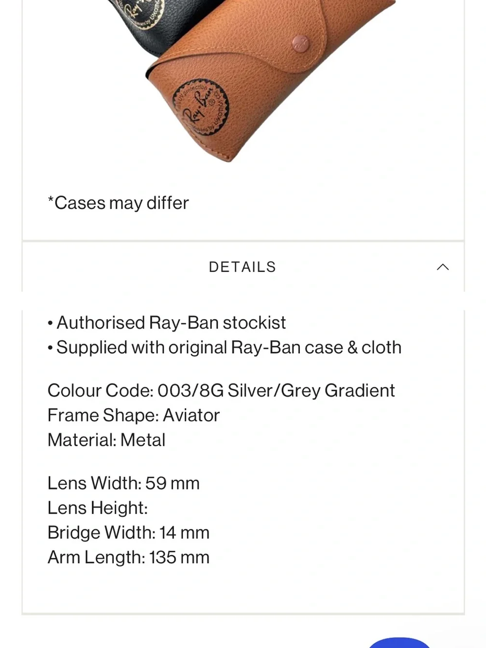 Ray-Ban Aviator Sunglasses with Case